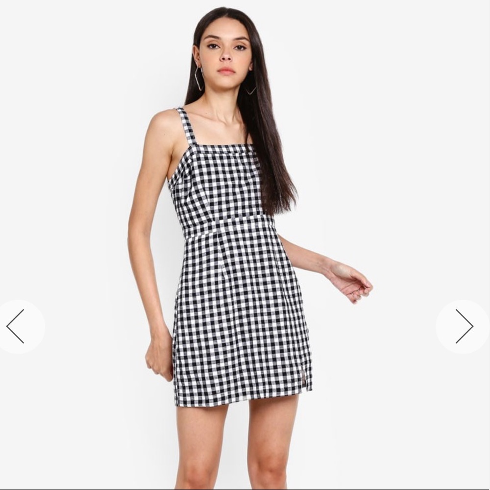 gingham square neck dress